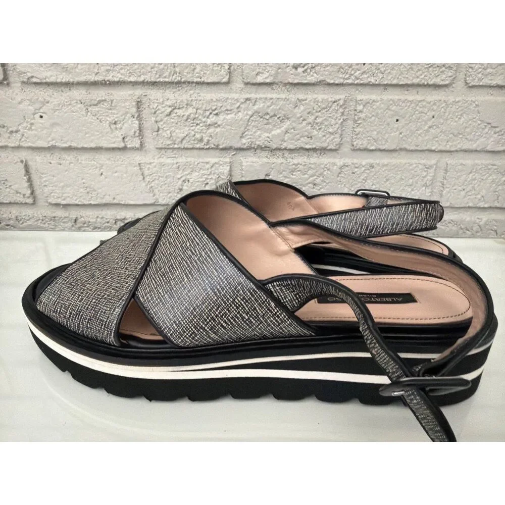 Alberto Zago Women’s Slingback Crisscross Strap Platform Sandals Size 10